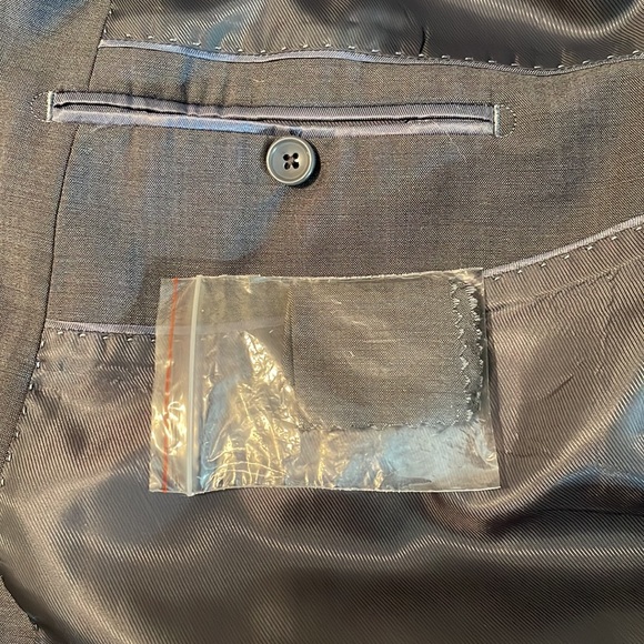 ♻️ Profilo Uomo Gray Men Suit Jacket Blazer Bronze Crescent Buttons size 52R/46W - Picture 8 of 16